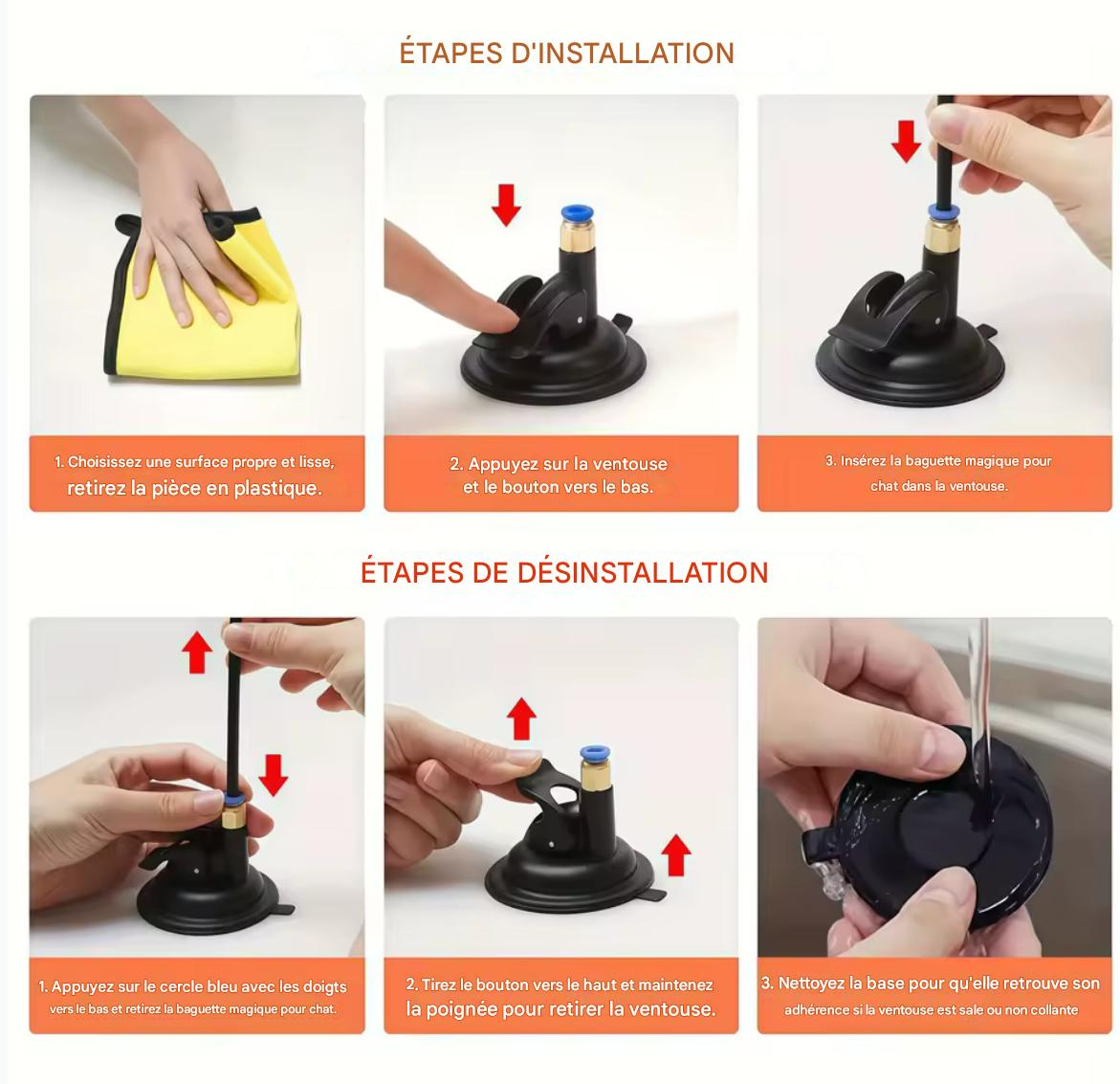 Jouet interactif pour chat – Bâton à plumes avec ventouse et clochette