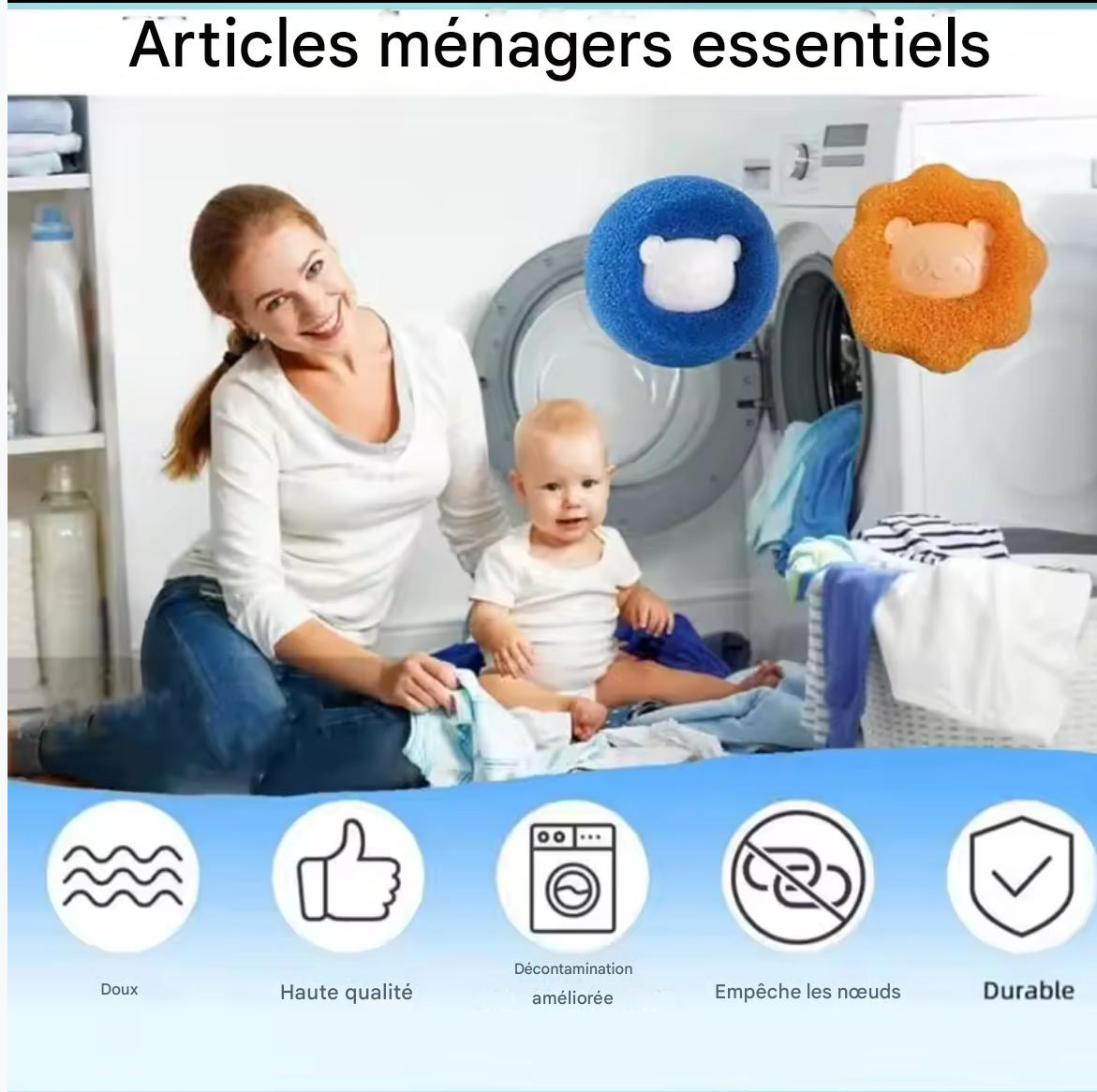 Boule Épilatrice Réutilisable – Attrape les poils d’animaux pendant le lavage !