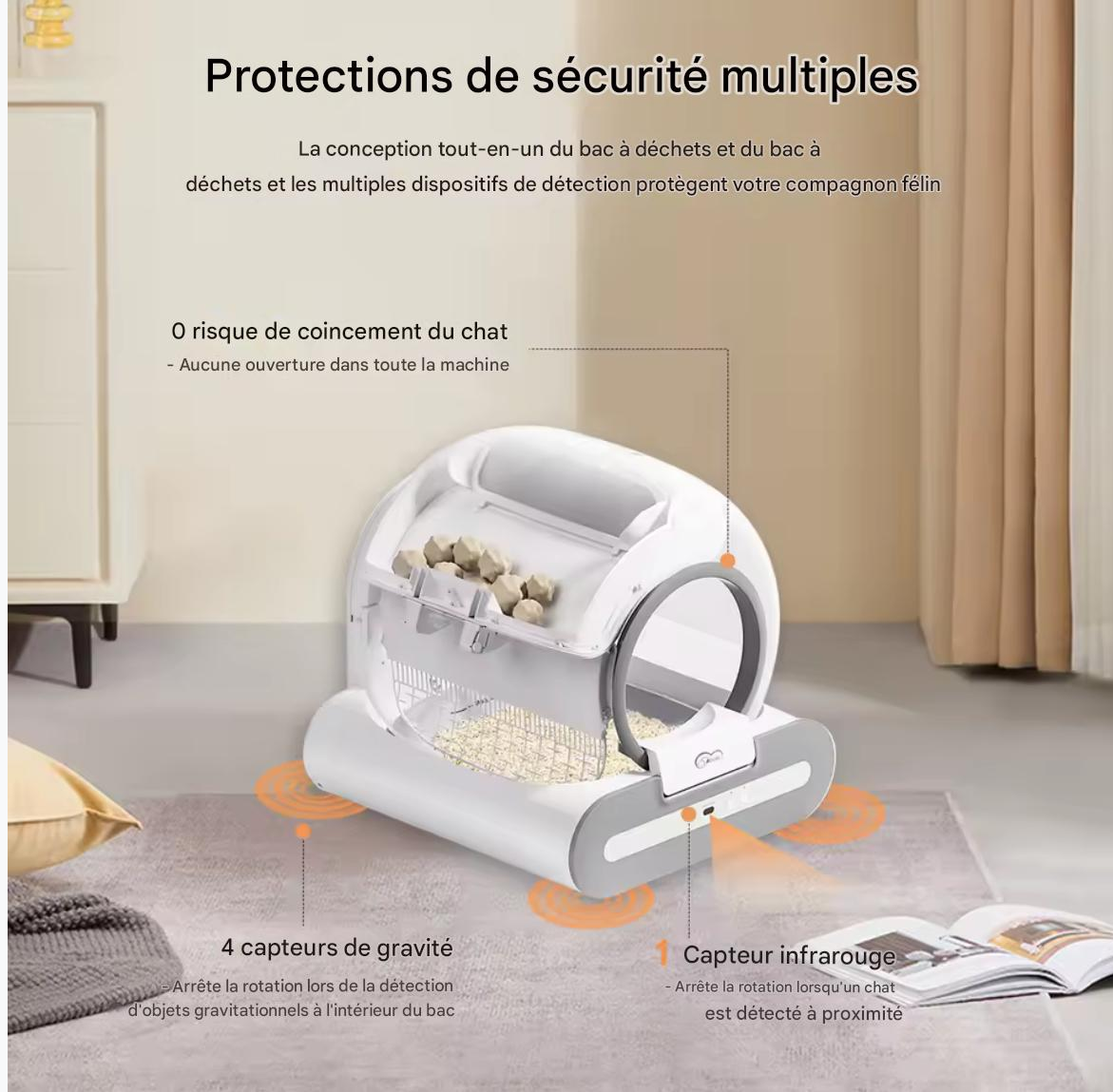 Bac à Litière Autonettoyant Nouvelle Génération | Contrôle Intelligent via Appli | Luxe & Hygiène pour Chats Exigeants